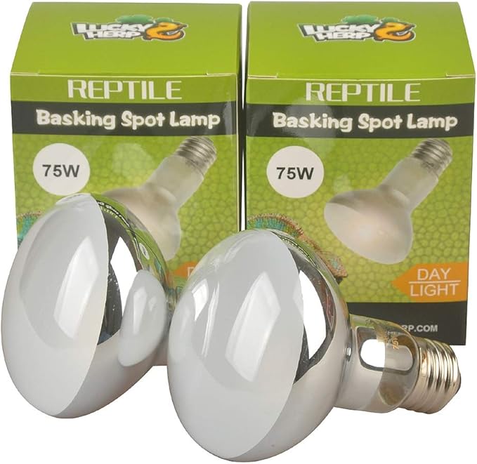 LUCKY HERP Reptile Basking Spot Lamp,Daylight Heat Bulb,2-Pack (75W)