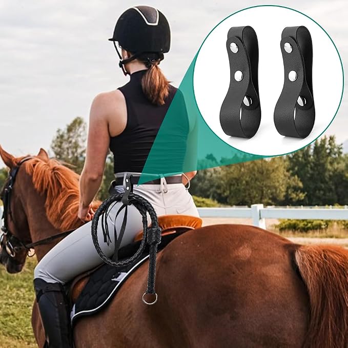 2Pcs Leather Whip Holster Accessories Belt Loops Bullwhip Holder,Handmade Belt Whip Holder Bullwhip,Whip Loo p for Horse Riding Whips and Crops Belts