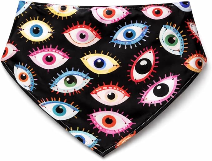 Luxury Satin Dog Bandana – Slip-On Collar Style, Premium Pet Scarf for Medium, Large & XL Dogs – Special Occasion Accessory (Collar Not Included) (Medium - Extra Large, Evil Eye Luxe - Satin)