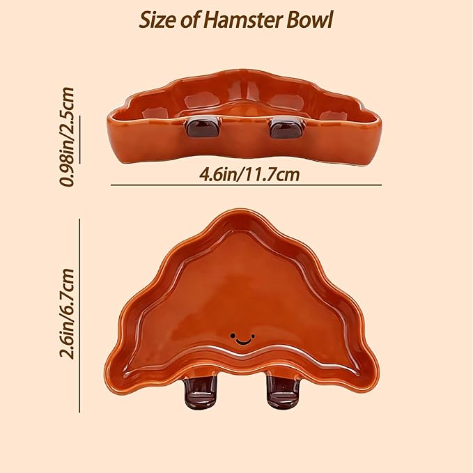 2PCS Hamster Bowl, Bread Shaped Hamster Food Dish Ceramic Food Water Feeding Bowl Small Animal Bowls for Gerbil Rat Hedgehog (Triangular Bread)