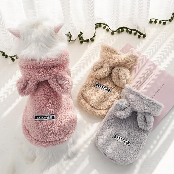 Selena Cat Bunny Ears Costume Cute Dog Kitten Hoodies Sweater Rabbit Ears Puppy Pet Apparel (XXX-Large,Pink)