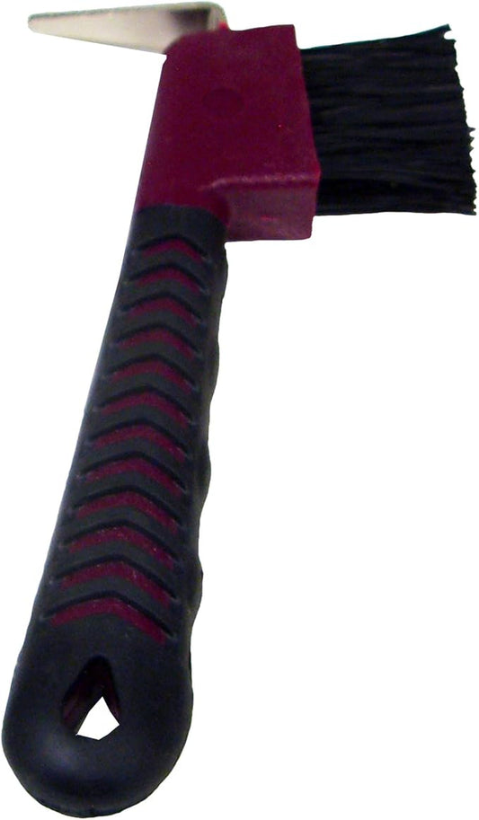 Intrepid International Rubber Handle Hoof Pick w/Brush for Horses, Hoof Pick for Easy Horse Hoof Cleaning, Horse Grooming Supplies