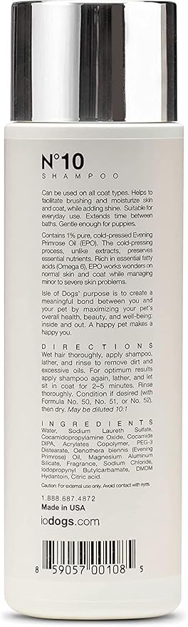 Isle of Dogs Coature No. 10 Evening Primrose Oil Dog Shampoo for Dry and Sensitive Skin, 8.4- Ounces