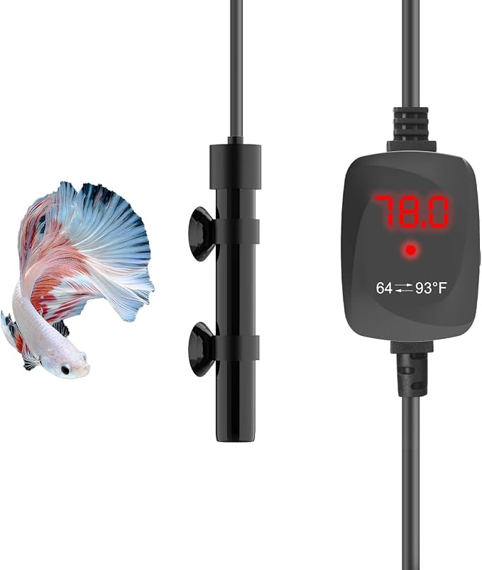 15W Mini Aquarium Heater Betta Heater for 1-3 Gallon Freshwater & Saltwater Tanks, Alumina Ceramic Fish Tank Heater Turtle Heater with Dry-Run & Overheat Protection