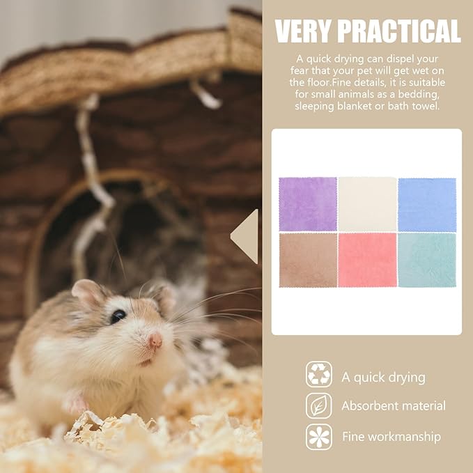6pcs Guinea Pig Bedding Pet Fleece Blankets Hamster Bed Liners Small Towel Bath Towels