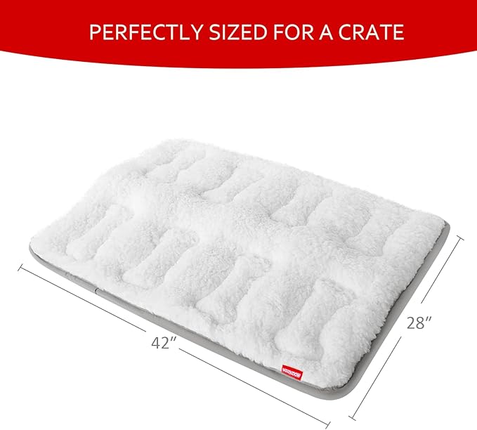 Dog Bed Crate Mat(42" X 28"), Soft Plush Dog Bed Pad Machine Washable Crate Pad, Dog Sleeping Mat with Anti Slip Bottom