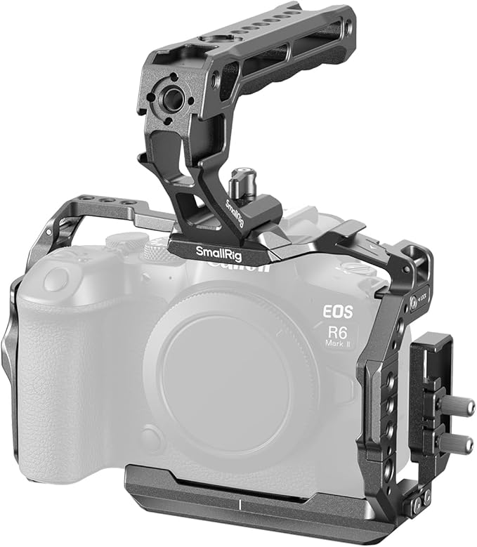 SmallRig R6 II Hawklock Camera Cage Kit for Canon R6 Mark II, Full Cage with Top Handle and Cable Clamp, Buit-in Cold Shoes and NATO Rails -5197