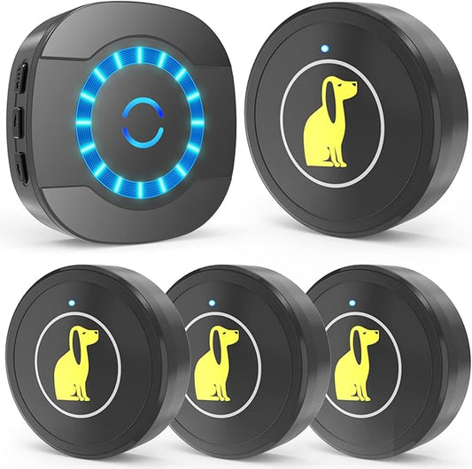 Dog Door Bell, Dog Bell for Training Doggie Door Bell for Dog Puppy Training Sliding Door/Go Outside Doorbell and Waterproof Touch Button