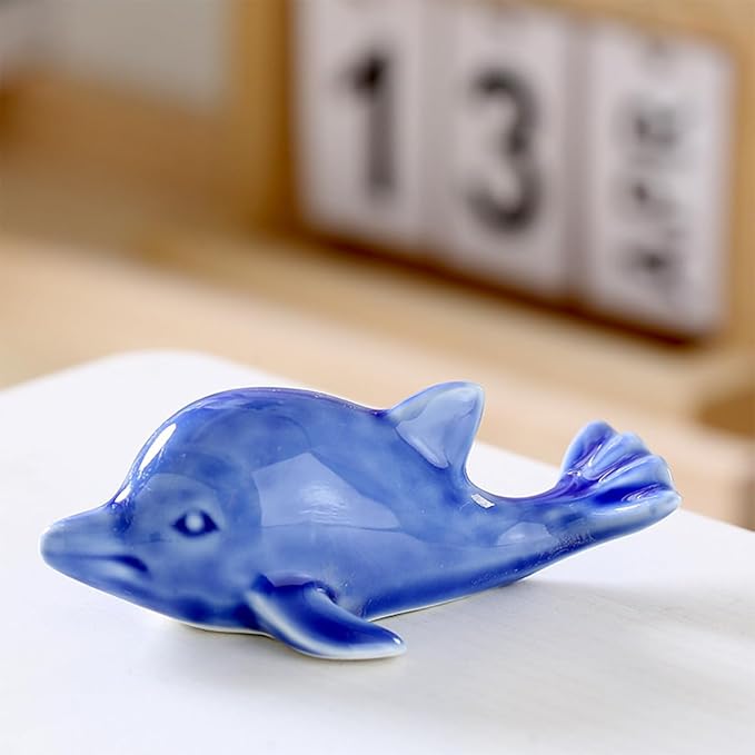 Multi-Purpose Ceramic Whale Ornament for Aquarium, Bonsai Landscape, Miniature Fairy Garden & Home Desk Decor (Blue)