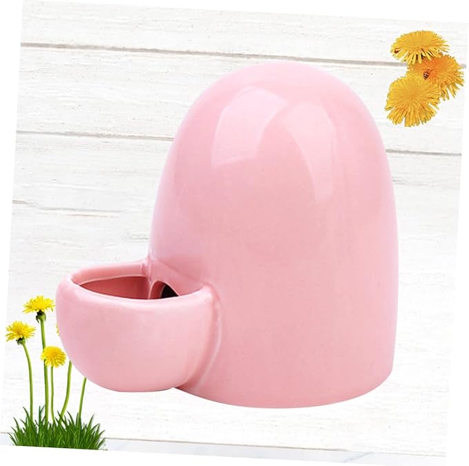 Milisten Small Pet Automatic Feeder and Water Dispenser Ceramic Bowl for Hamsters Rabbits Guinea Pigs Self-Dispensing Waterer 4.33X3.54X2.95 Inch