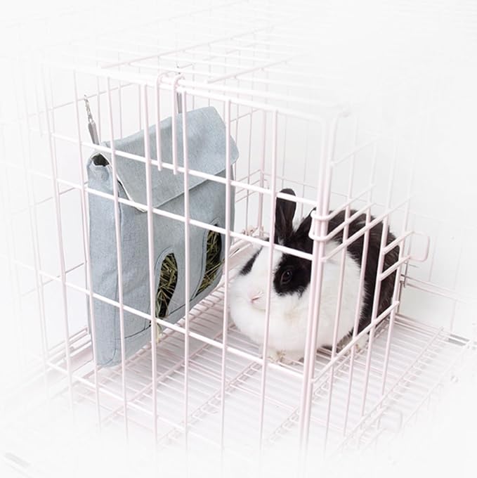 Rabbit Hay Feeder,Hanging Guinea Pig Hay Feeder Storage,Hay Bag for Chinchilla Hamsters Rabbit Guinea Pig Small Animals (3PC, Blue)