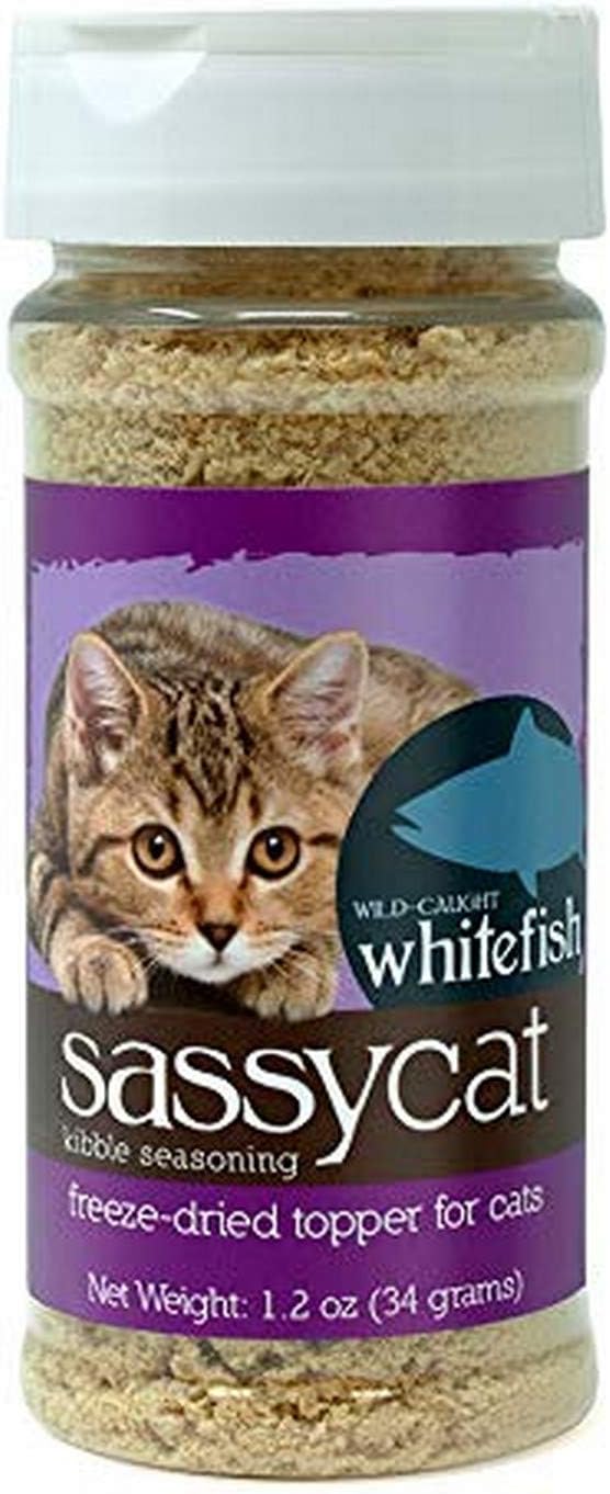 Herbsmith Sassy Cat Kibble Seasoning – Freeze Dried Whitefish – Cat Food Topper for Picky Eaters – Wild-Caught Whitefish