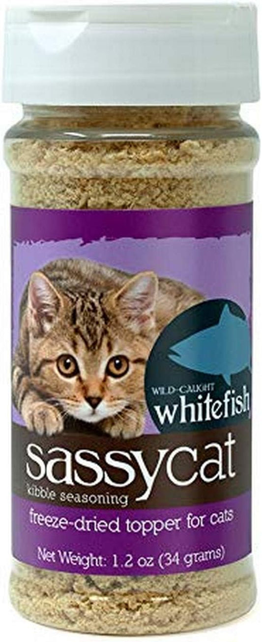 Herbsmith Sassy Cat Kibble Seasoning – Freeze Dried Whitefish – Cat Food Topper for Picky Eaters – Wild-Caught Whitefish