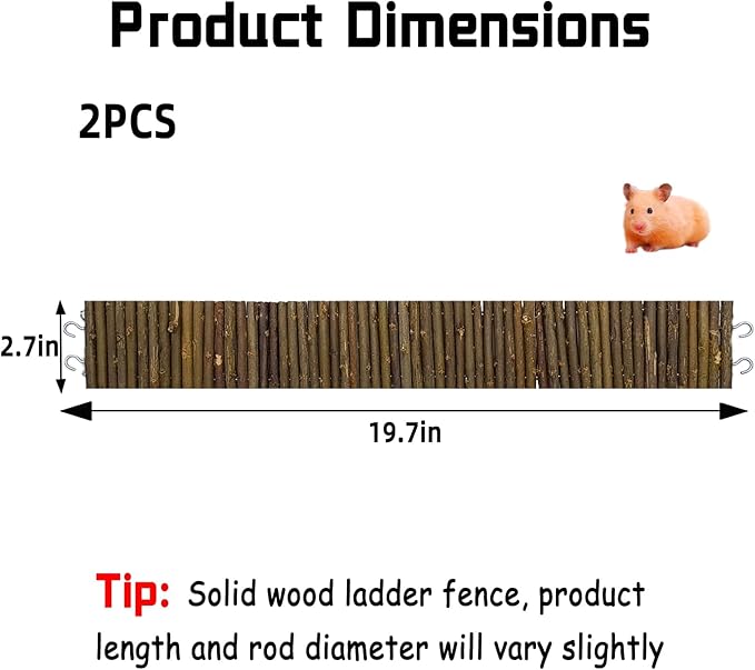 Rat Bendy Long Suspension Bridges Hamster Climbing Ladder Flexible Wooden Bridge for Dwarf Hamster Sugar Glider Rodents Mouse(2PCS)