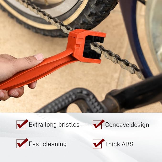 1 PCS Bike or Motorcycle Chain Washer, Motorcycle Chain Cleaning Kit, Motorbike Gear Dirt Stain Cleaning Brush, Bicycle Washer Cleaner Brush Tool for Bicycle Mountain Bike (Orange, 1PCS)