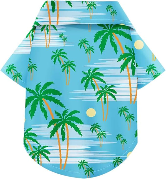 Hawaiian Dog Shirt – Lightweight and Breathable Summer T-Shirt with Tropical Prints, Fun Beach Outfit for Small, Medium, and Large Dogs, Perfect for Hot Days and Outdoor Vacation.Tree 3XL