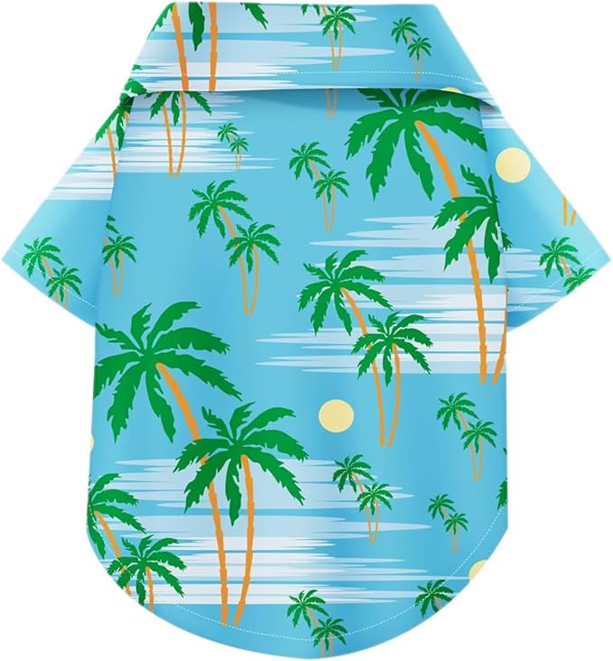Hawaiian Dog Shirt – Lightweight and Breathable Summer T-Shirt with Tropical Prints, Fun Beach Outfit for Small, Medium, and Large Dogs, Perfect for Hot Days and Outdoor Vacation.Tree S