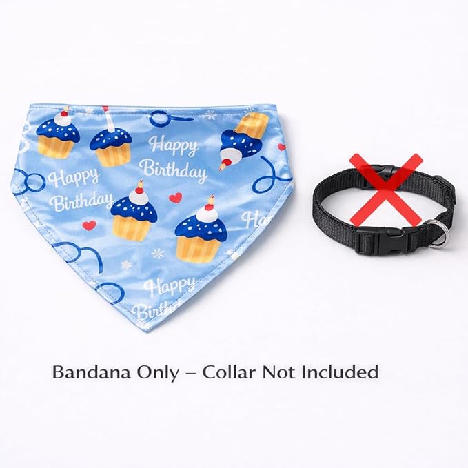 Luxury Satin Dog Bandana – Slip-On Collar Style, Premium Pet Scarf for Medium, Large & XL Dogs – Special Occasion Accessory (Collar Not Included) (Medium - Extra Large, HBD)