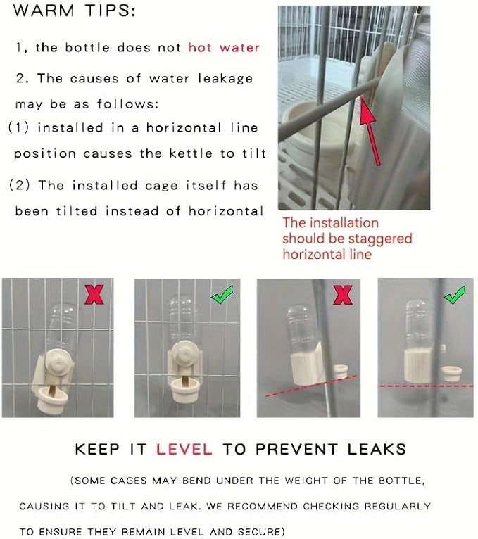 Rabbit Water Bottle, 700ml/23oz Hanging Water Dispenser Feeder Cage Crate Hutch Bunny Puppy Cat Chinchilla Ferret Guinea Pigs Squirrel Hedgehog (Pink, 700ml)