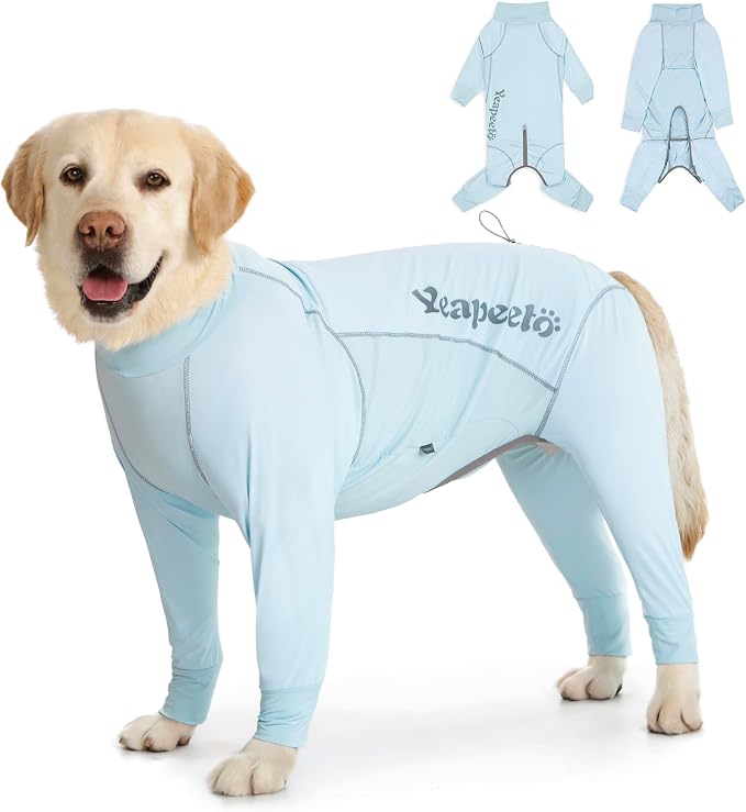 Dog Sun Protection Cooling Suit UPF 50+, Quick-Dry Breathable Jumpsuit for Large & Medium Dogs, Outdoor Dirt-Resistant Shedding Control Pet Apparel (Ice Blue, 6X-Large)