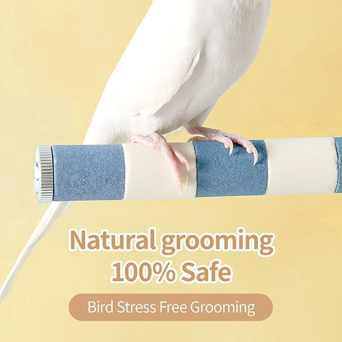 AOTU Bird Perch for Cage, Bird Cage Accessory Natural Sandstone 7.9” x 1” – Durable Beak & Claw Trimming Grinding Stone for Parrot, Conure, Cockatiel, Non-Toxic
