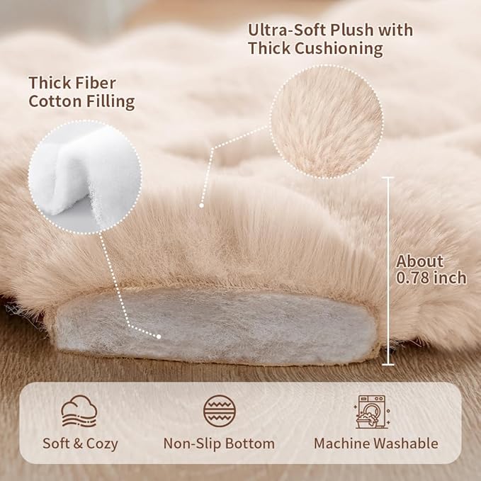 SOMAHE Cat & Dog Bed Mat, Soft Plush Faux Fur Kneading Pet Bed for 2 Cats or Small Dogs, Machine Washable Cat Sleeping Pad, Non-Slip Fluffy Pet Rug for Indoor Cats Kittens & Small Dogs, 27x20 In White