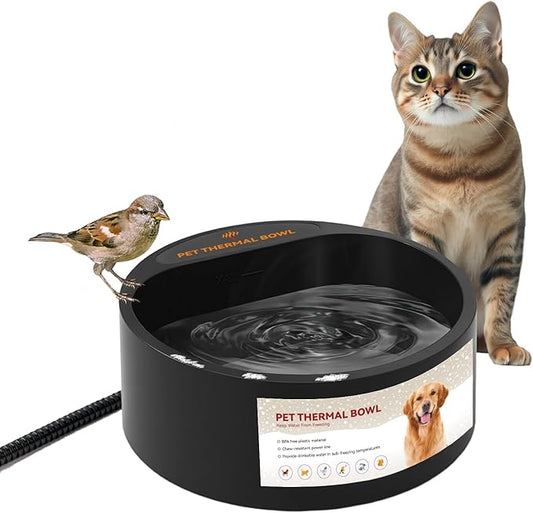 Outdoor Heated Water Bowl for Dogs Cats, 2.2L Winter Heating Dog Water Bowl Smart Thermal for Outdoor Chickens Rabbits Birds, Black, Winter Clearance 2026, Limited Stock