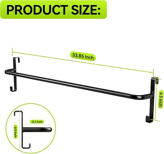 2Pcs Heavy Duty Horse Blanket Rack with Bridle Hooks, No-Drill Wall Mounted Assembled Blanket Bar, Saddle Pad Rack for Horse Tack Storage, Black