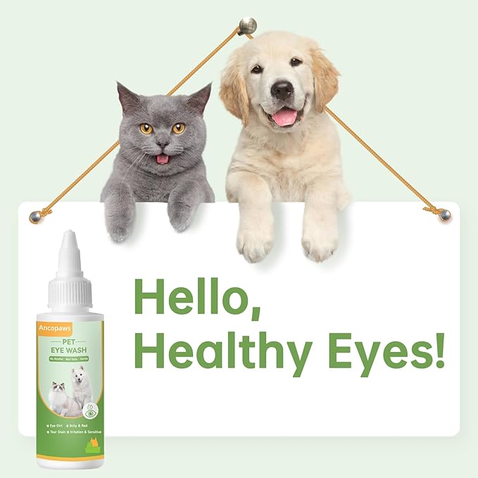 Eye Drops for Dogs & Cats: Pet Eye Wash to Soothe Allergy & Irritation - Dog Eye Drops to Relieve Dry Eyes Pink Eyes - Pet Tear Stain Cleaner - Suitable for All Animals