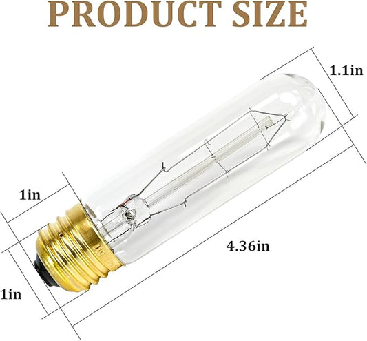 Obida (2 PCS) B60T10C 60-Watt Incandescent T10 Tubular Bulb, 120V, Clear - Perfect for Aquariums and Decorative Lighting