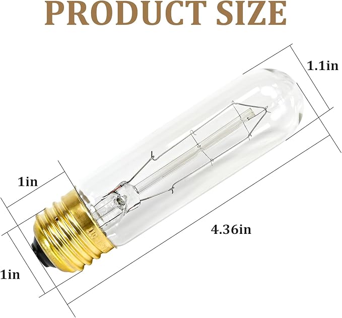 Obida (4 PCS) B60T10C 60-Watt Incandescent T10 Tubular Bulb, 120V, Clear - Perfect for Aquariums and Decorative Lighting