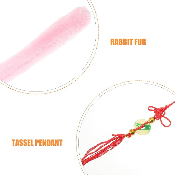Portable Zithers Cleaning Brush with Long Rabbit Fur Bristles for String Instruments Pink Plastic Handle for Instrument Care Can be Carried