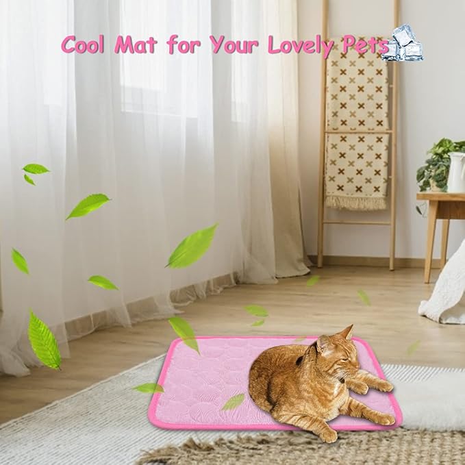 2PCS Rabbit Cooling Mat for Bunny, Summer Cool Bed for Kitten, Guinea Pig, Hamster, Small Animals,Pink