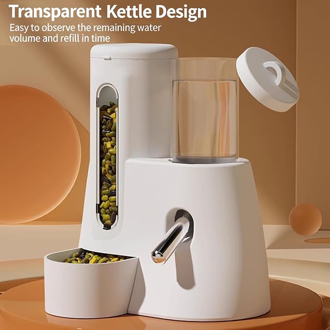 Small Animal Food and Water Dispenser, 2 in 1 Hamster Automatic-Gravity Food Water Dispenser, No Drip Pet Feeder and Waterer, for Small Animal Hedgehog Hamster Cats Rabbits