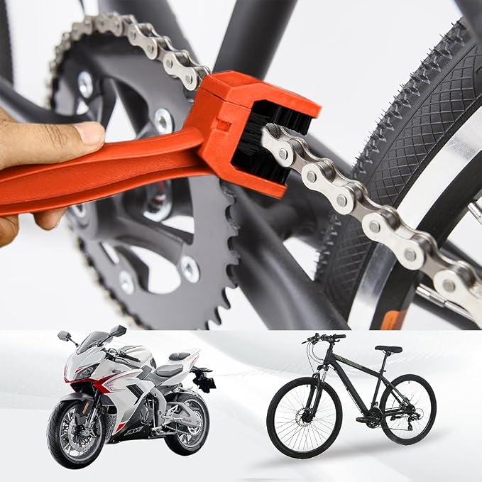 2 PCS Bike or Motorcycle Chain Washer, Motorcycle Chain Cleaning Kit, Motorbike Gear Dirt Stain Cleaning Brush, Bicycle Washer Cleaner Brush Tool for Bicycle Mountain Bike (Orange, 2PCS)