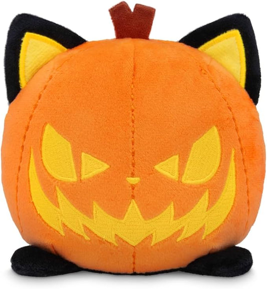 TeeTurtle Glow in The Dark Jack-O-Lantern Cat 4" Plushie - Halloween - Cute Kawaii Spooky Stuffed Animal