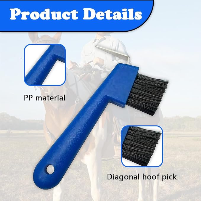2 Pcs Horses Hoof Pick Brush with Soft Touch Rubber Handle, Portable Hoof Pick for Horses Goat Donkey Horse Hoofs Trimming and Horse Equestrian Enthusiasts (Random, 2-in-1)