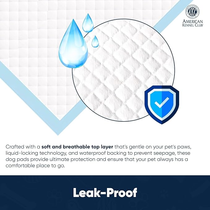 American Kennel Club Scented Puppy Training Pads with Ultra Absorbent Quick Dry Gel – 28 x 30 Pee Pads for Dogs - Fresh Scented - 50 Count, XL (Pack of 2)