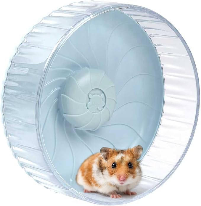 Silent Hamster Wheel, 10in Hamster Wheel No Stand, Double-Bearing Quiet Spinner for Syrian Hamsters, Hedgehogs, Mice & Small Pets, Blue