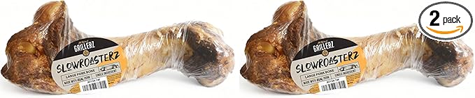 Grillerz Large Pork Bone, 2 Count, Pork Bones for Dogs, Rawhide Free, Dog Chew for Healthy Teeth & Gums, High Protein, Easy to Digest, Long Lasting, Natural Treats for All Breeds