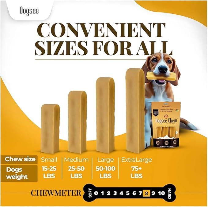 Dogsee Original Himalayan Yak Chews for Dogs 2lb (Medium - 12 Bars) .100% Natural, 60% Protein, Dog Treats for Medium Breed Dog Chews Long Lasting for Aggressive Chewers