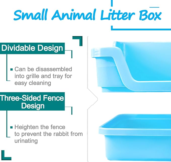 Hamiledyi Extra Large Rabbit Litter Box Pet Corner Toilet Small Animal Potty Trainer Huge Bunny Litter Pan with Plastic Grate Deep Dump Tray for Adult Guinea Pigs Chinchillas Ferrets Galesaurs White