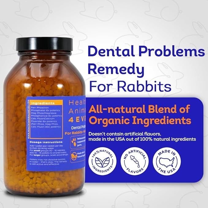 HA4E - Rabbit Dental Problems Treatment - Preventive Care for Dental Issues & Overgrown Teeth - Promotes Oral Health - Natural Homeopathic Formula - Pellets, Hutch Size (Extra Large)