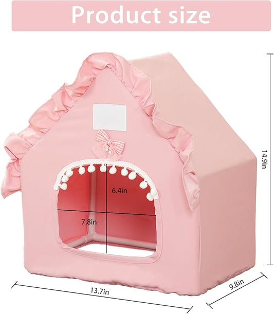 Bunny Tent Guinea Pig House, Machine Washable Guinea Pig Hide Tent Houses & Habitats, Small Animal Bed Hideout Sleeping Bed for Chinchilla Hamster Rat with Cushion（Pink）