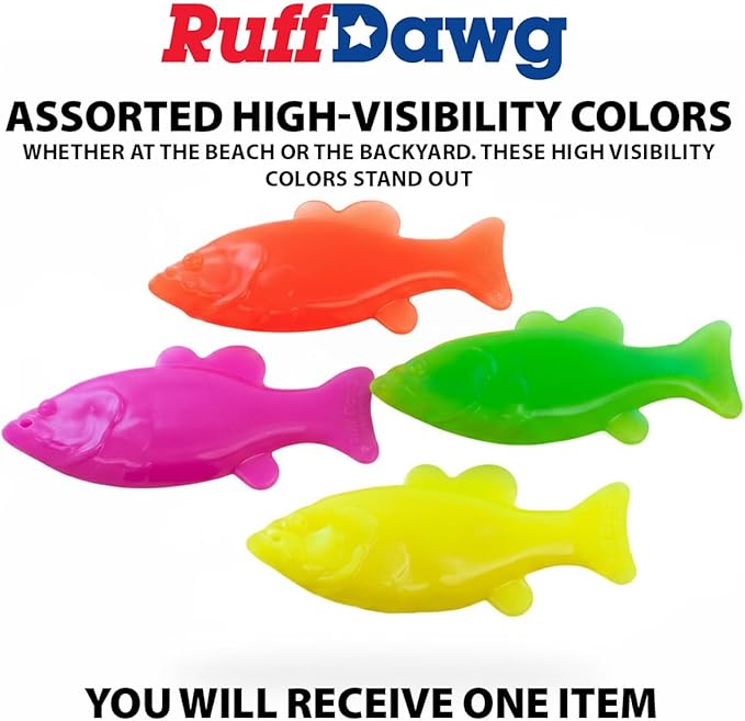 Ruff Dawg Flying Minnow Floating Dog Toy – (1 pc) Assorted Colors – Durable Rubber Fetch & Water Toy with Rope Hole – Gentle on Teeth, BPA & Latex Free – Made in USA