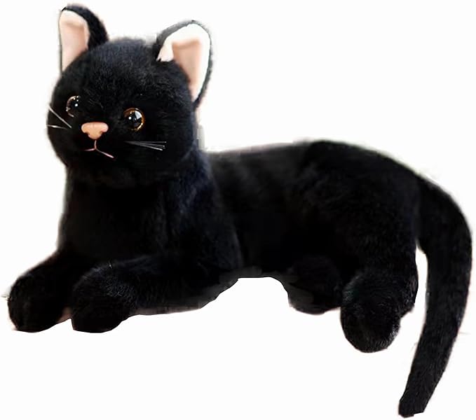 White Cat Plush Soft Plush Cat Toy, 12 inch Realistic Black Cat Stuffed Animal Gifts for Boys and Girls (White)
