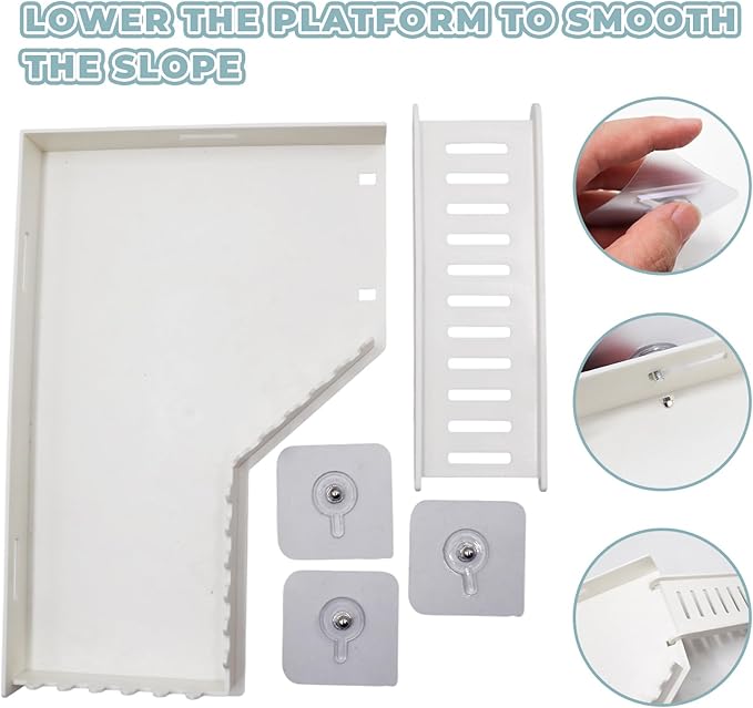 No-Drill Climbing Platform with Ramp, Hermit Crab Climbing Wall & Hideout, Multi-Level Platform with Ladder, No-Tools Mounting for Geckos, Small Lizards, Hamsters