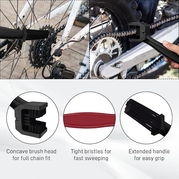 2 PCS Bike or Motorcycle Chain Washer, Motorcycle Chain Cleaning Kit, Motorbike Gear Dirt Stain Cleaning Brush, Bicycle Washer Cleaner Brush Tool for Bicycle Mountain Bike (Red+Black, 2PCS)