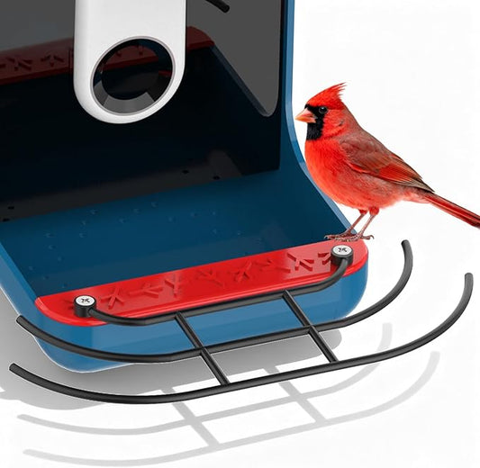 Metal Perch Extender Designed for Bird Buddy Pro1 Smart Feeder - Add On Accessory with Screws, Fan-Shaped Design More Room for Visiting Birds to Land, Powder-Coated, Black