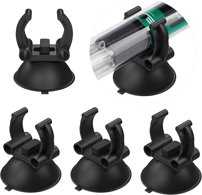 Pawfly 12 Pack Aquarium Heater Suction Cups Suckers with 0.95 Inch Clips Black Standard Heating Rod Holders Clamps for Fish Tanks (Not for Airline Tubing), 1.3 Inch